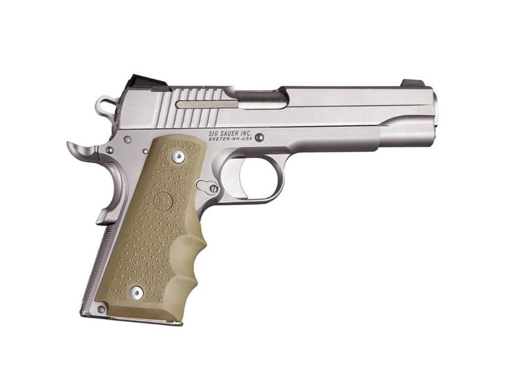 thumbnail image 2 of Hogue 43003 1911 Officers Model Rubber Grip With Finger Grooves - Flat Dark Earth (FDE) 2 of 3