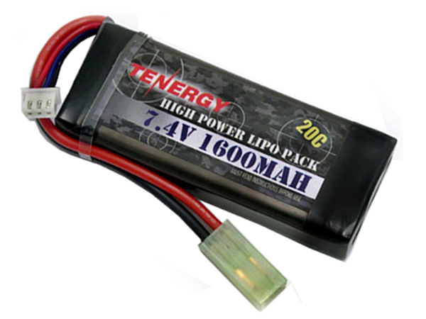 Tenergy LiPO 7.4V 1600mAh 20C Airsoft Battery