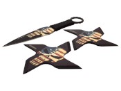 American Pride Skull Throwing Knife & 2 Throwing Stars